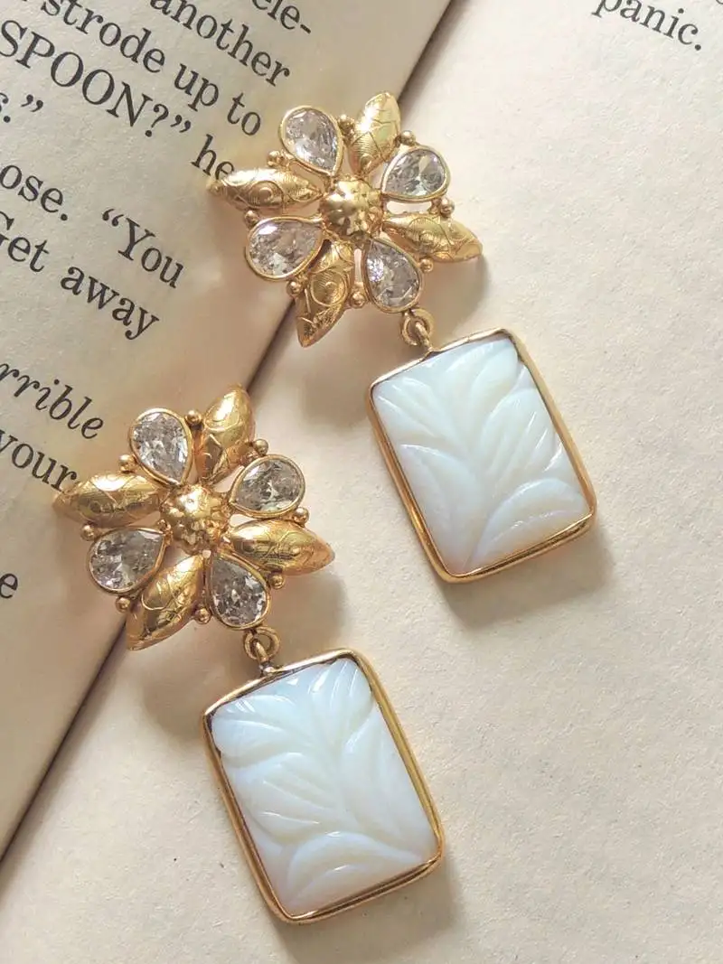 Handcrafted craving stone earring