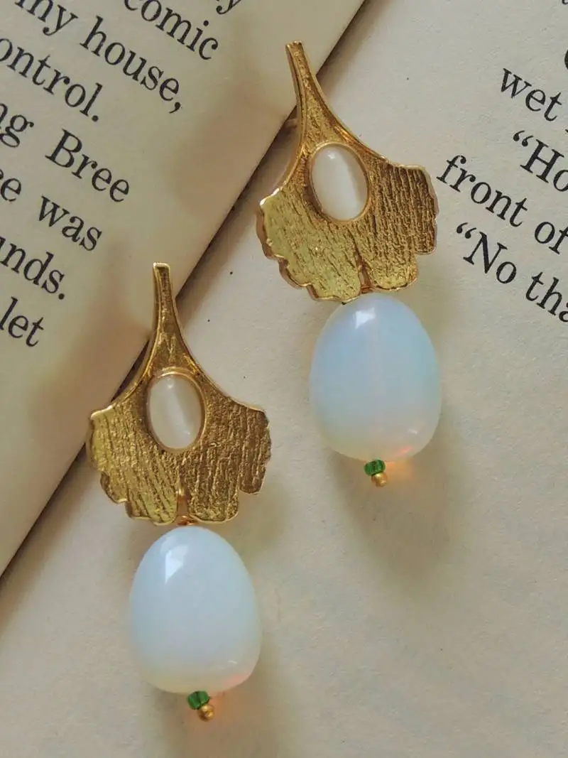 Trendy handmade gold plated studs