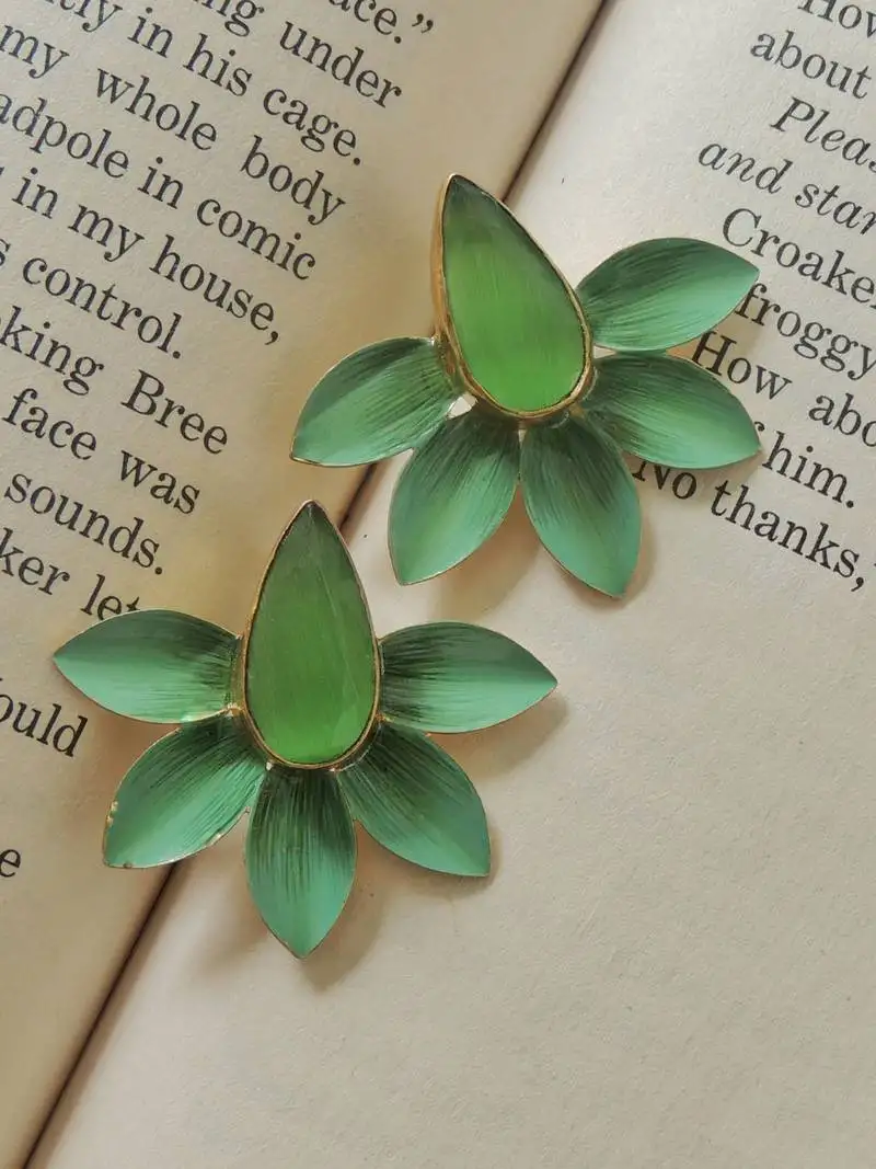 Hand-painted pastel green studs