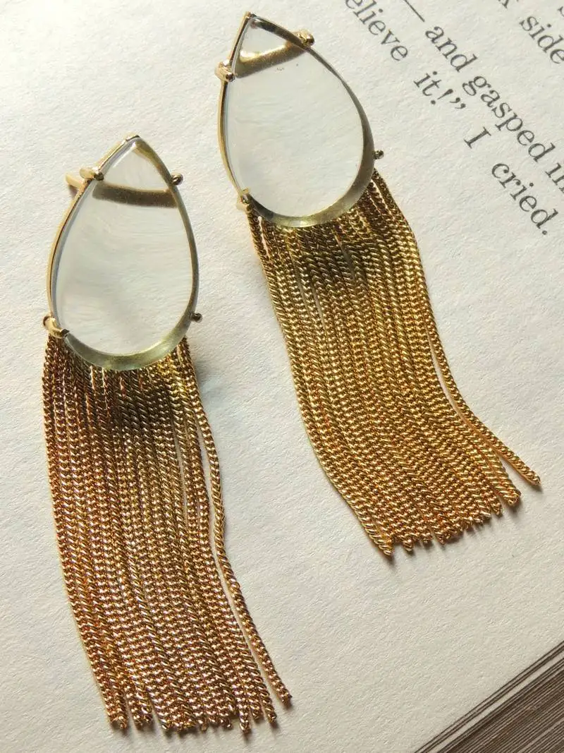 Western white transparent chain earring
