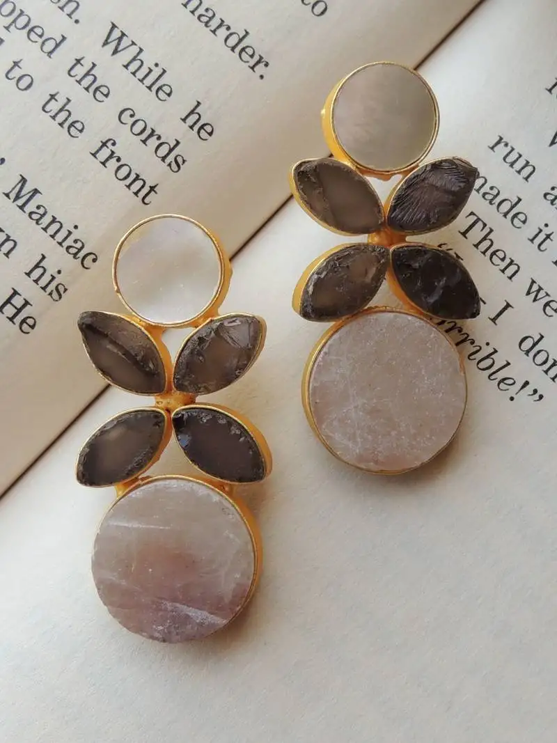 Natural stone designer earring