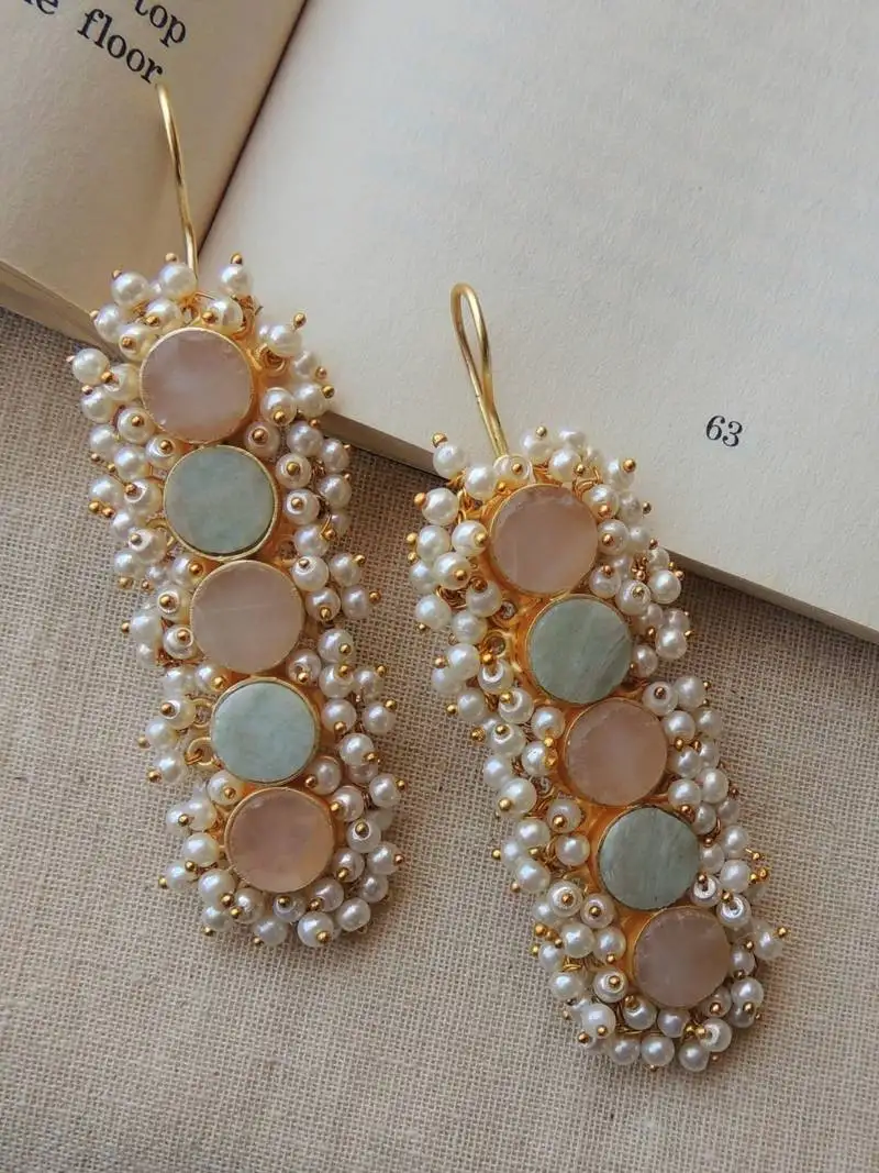 Indo-western pastel shades hook earring