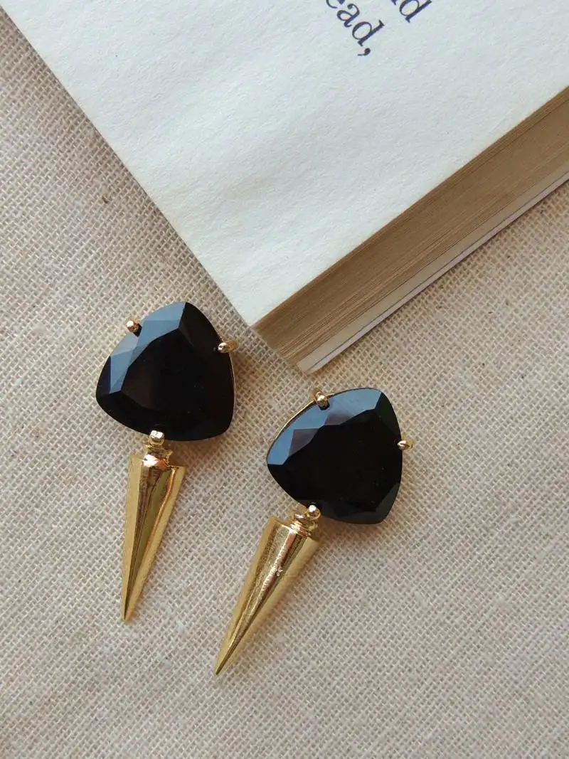 Classic black geometric statement studs