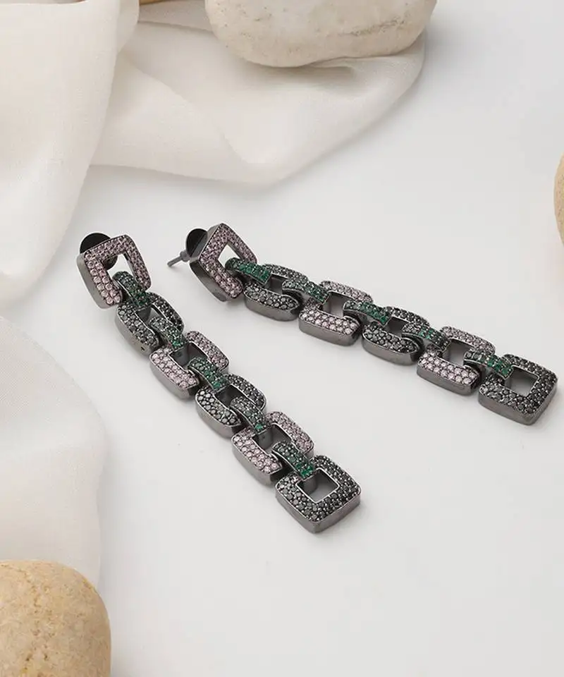 Multicolour zirconia dangler earrings