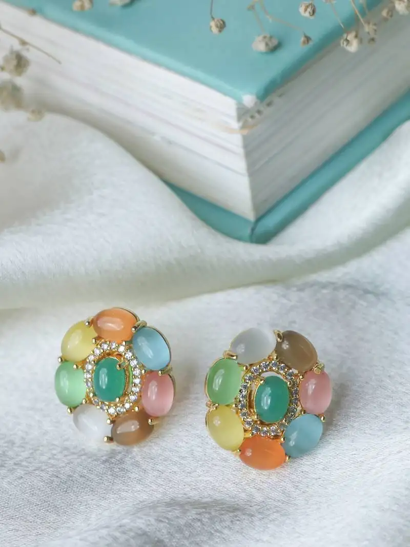 Handmade multi-colour stone studs