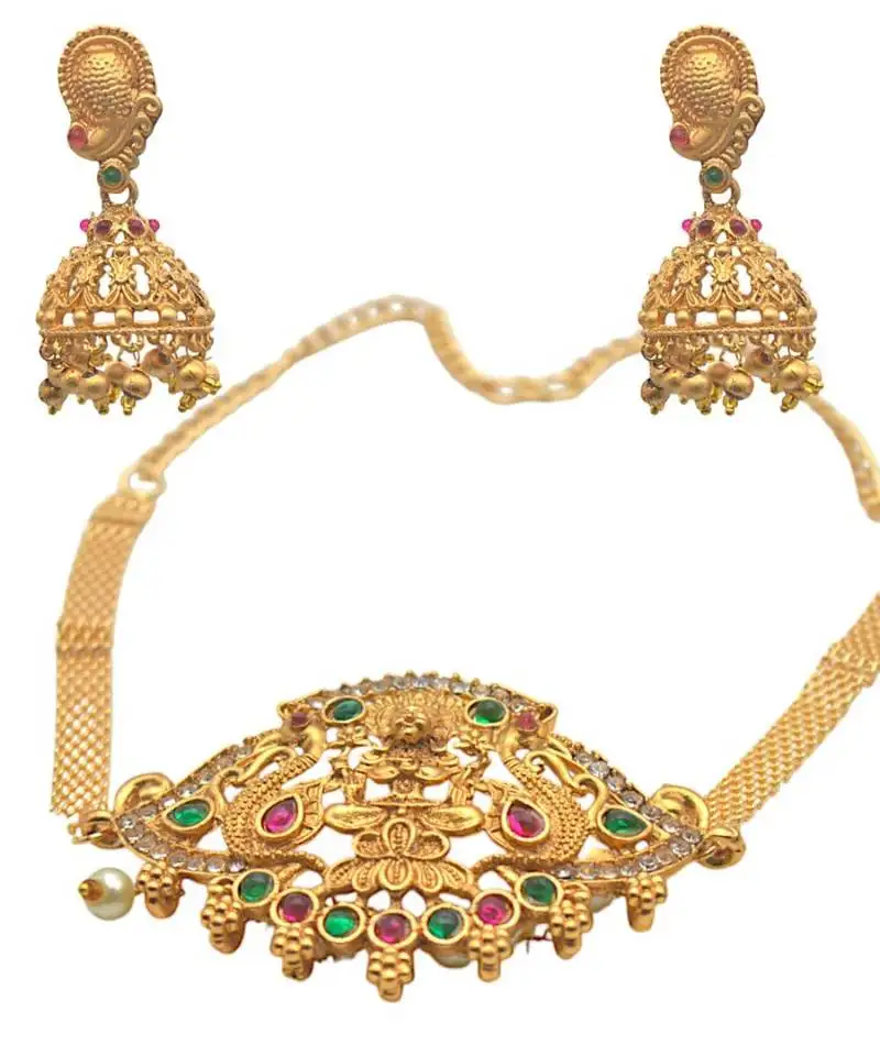Traditional indian gold plated choker necklace stylish lightweight jewelry for women fashion indian jewellery