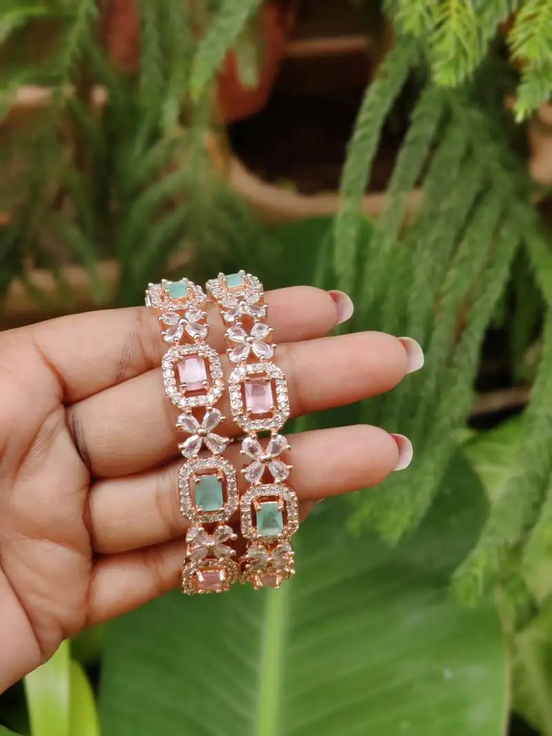 American diamond beaded bangle set bridal ad bangle multicolor bangle set zircon multicolor bangle set