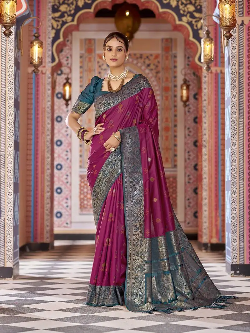 Maroon patola silk blend zari jacquard work designer saree
