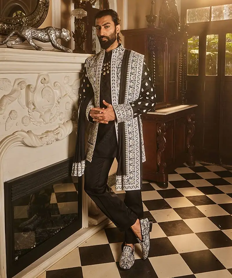 Black zari dori embroidered indo-western set