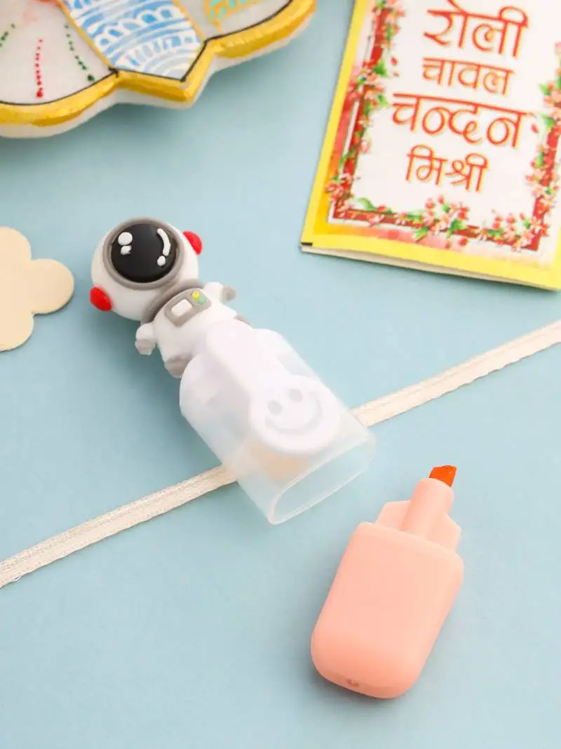 Nvr kids sketch pen designer assorted thread rakhi with roli chawal chandan & mishri