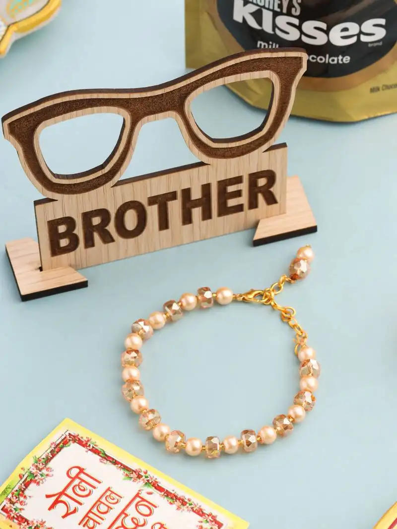 Women gold toned artificial beads wraparound rakhi, combo for rakshabandhan