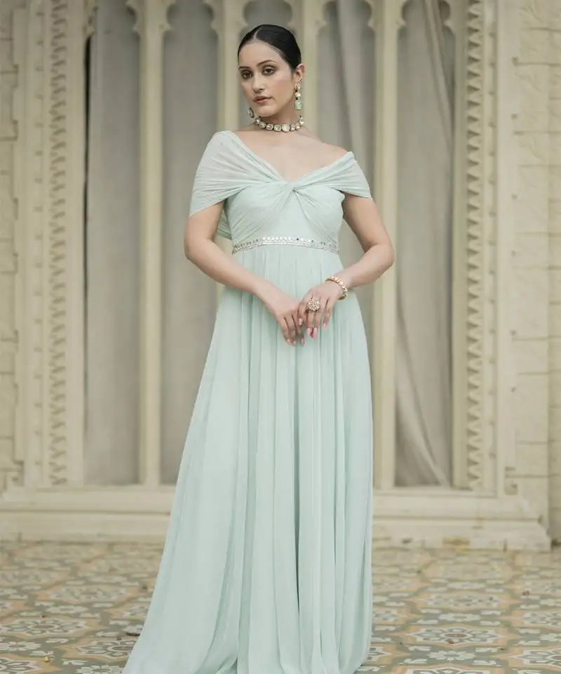 Ice bue embroidered dress