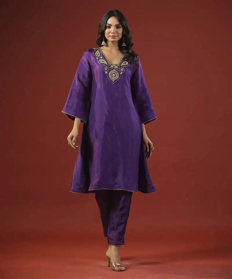 Purple a-line kurta set