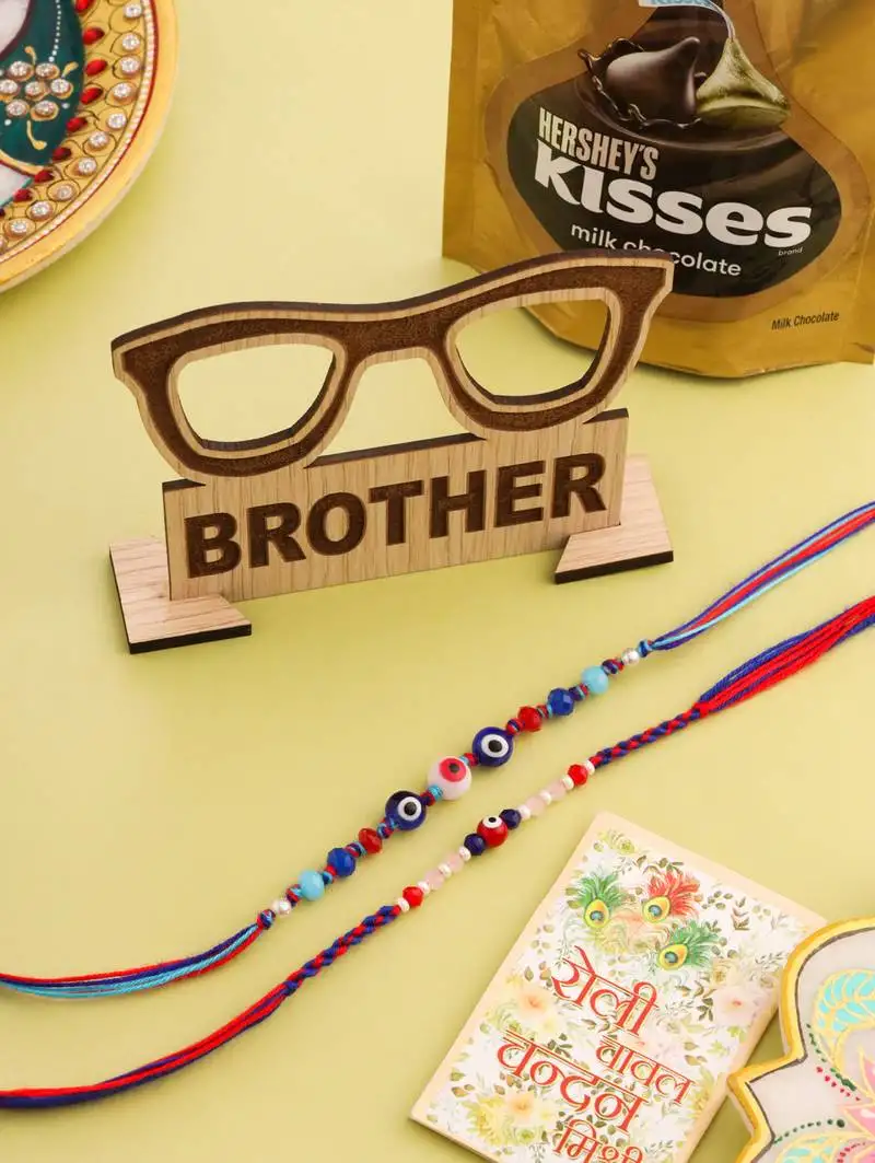 Men multicolor evil eye artificial beads thread rakhi, combo for rakshabandhan