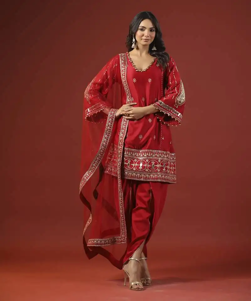 Rustic red a-line kurta set