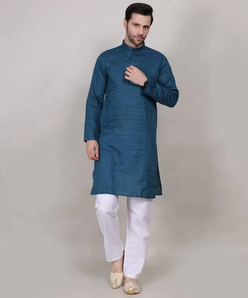 Rama self weaving cotton straight kurta