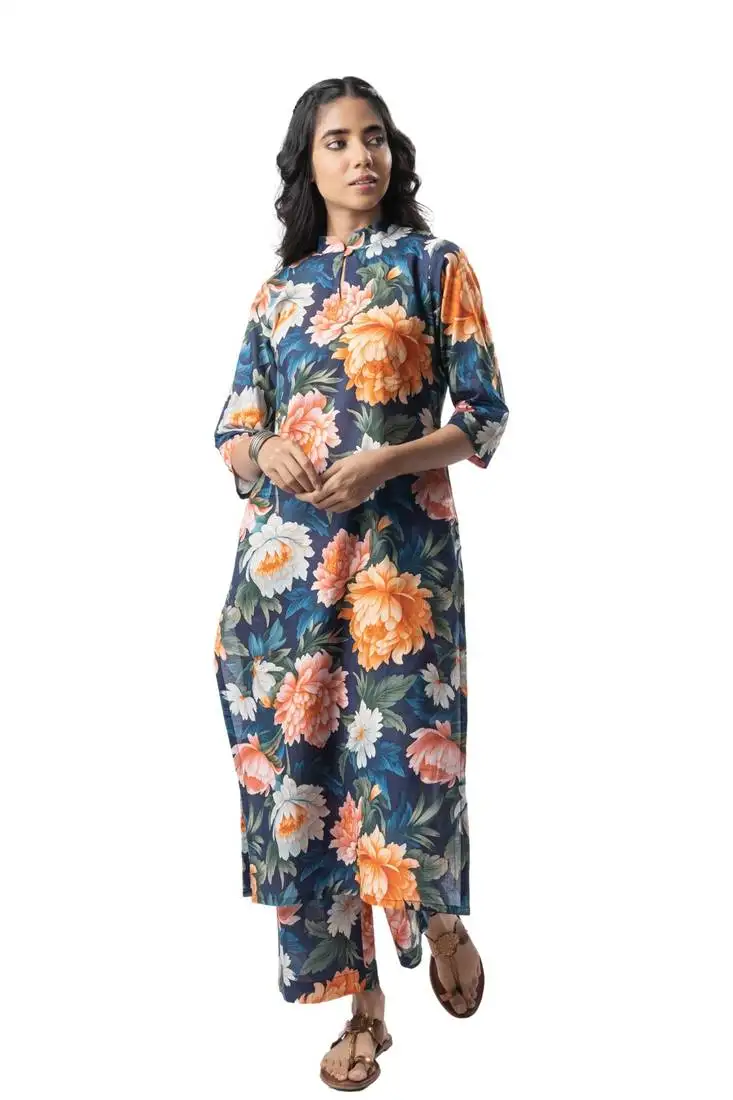 Bold floral cotton printed kurta set