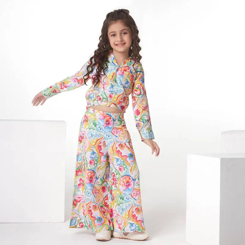 Multicolor abstract floral print cotton co-ord set