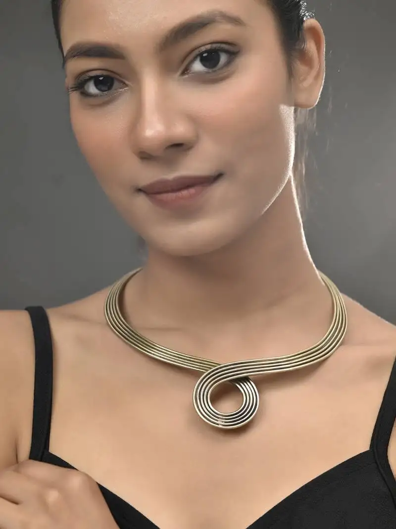 Gold-plated multi-strand loop necklace