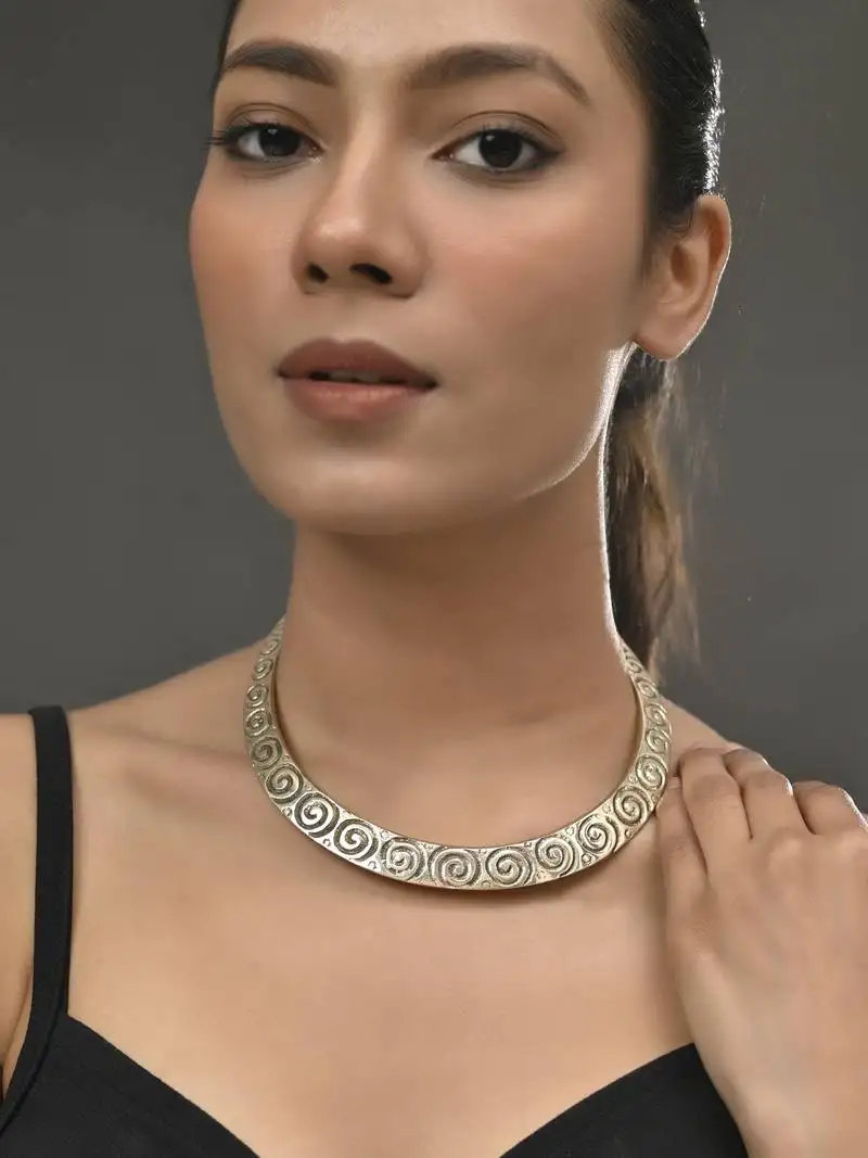 Gold plated spiral necklace for women