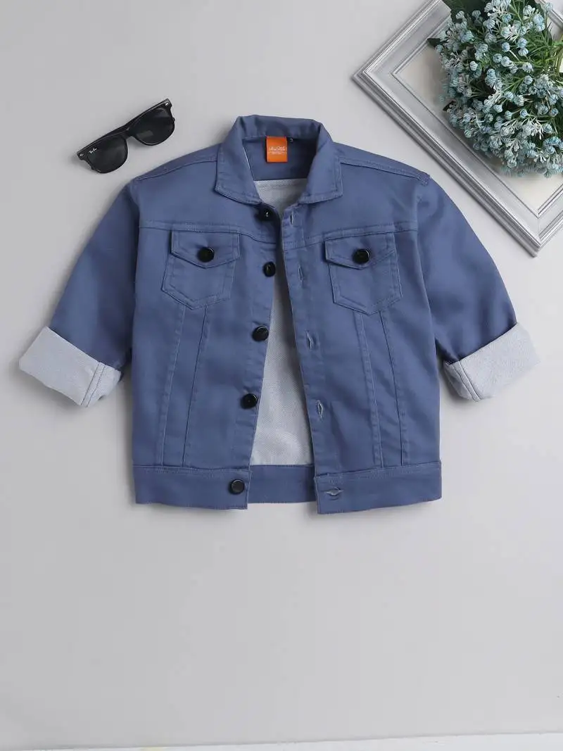 Air force solid denim front pocket jacket