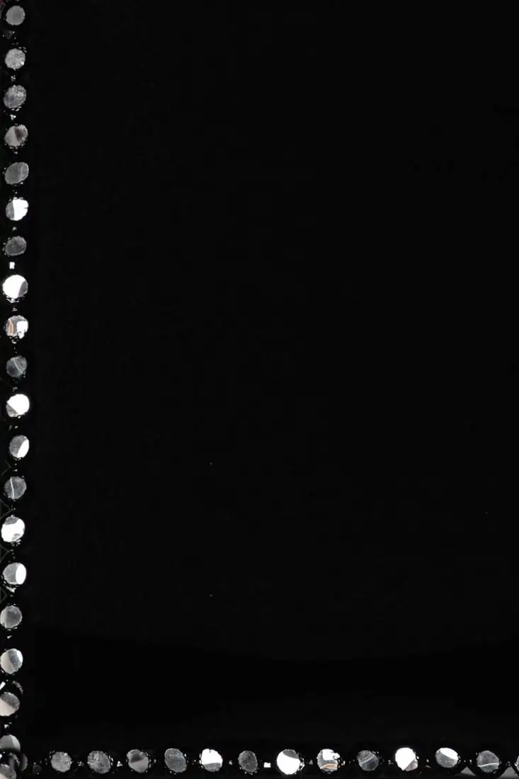 Black ready to wear georgette solid mirror work saree with unstiched blouse