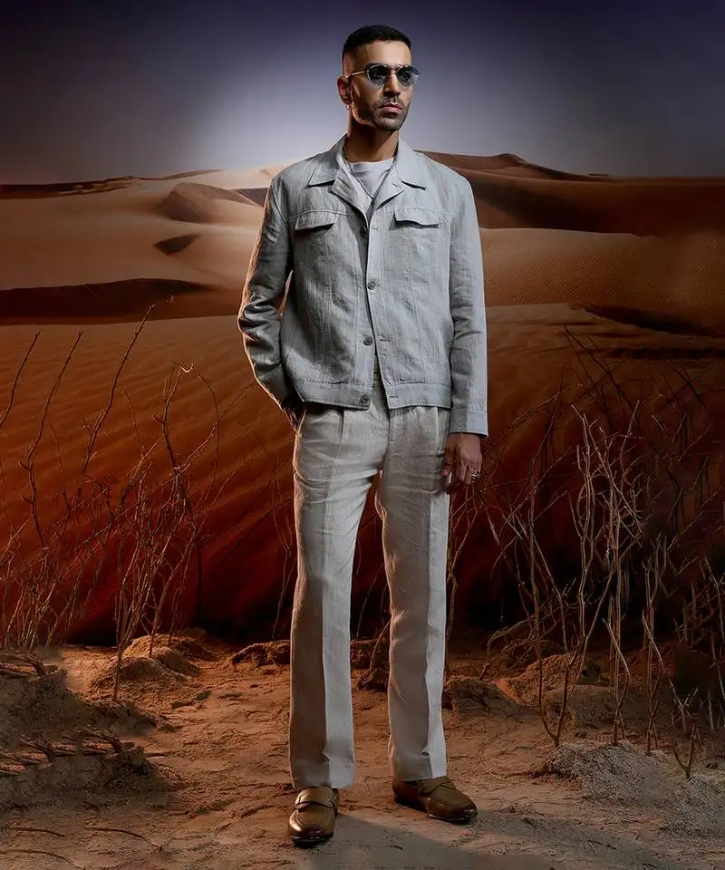 Wanderer grey linen trucker jacket