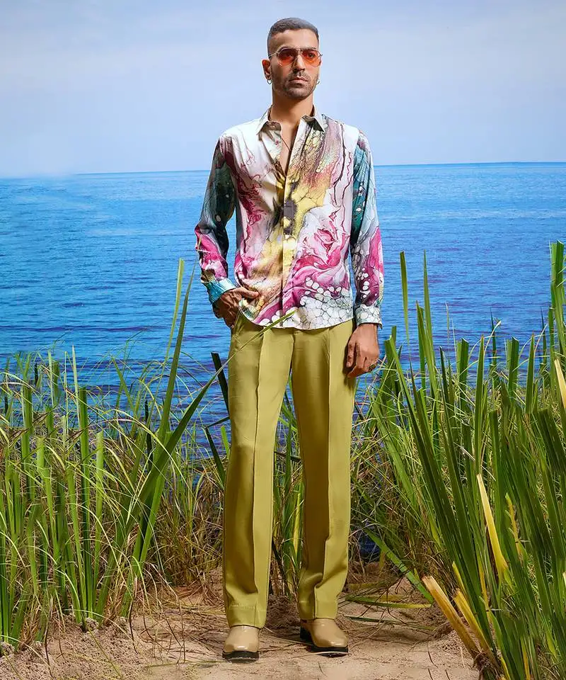 Crimson abyss habutai silk shirt