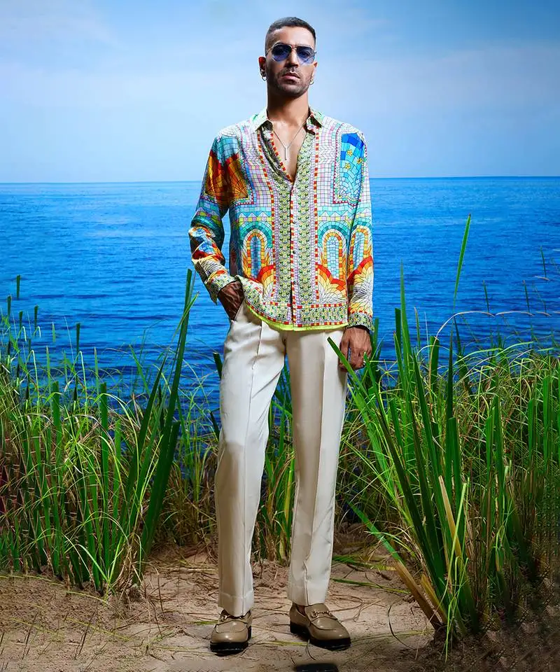 Palazzo arches habutai silk shirt