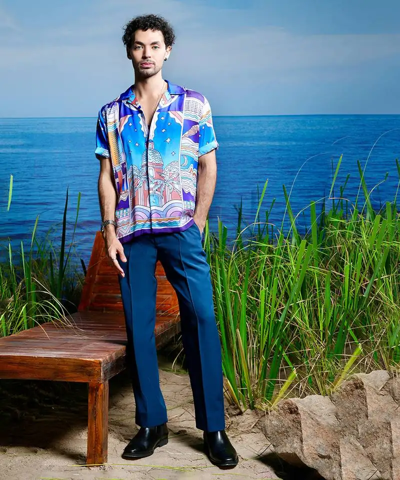 Mystic skyline habutai silk shirt