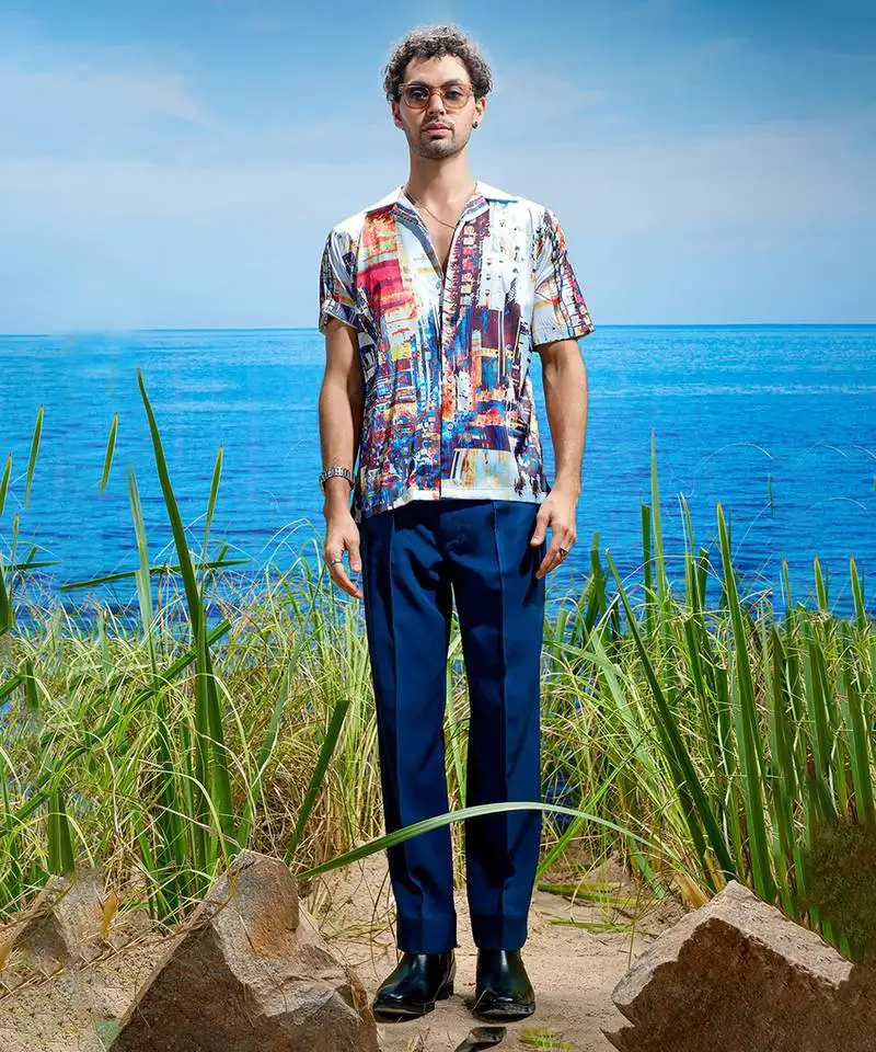 Metropolis horizon habutai silk shirt