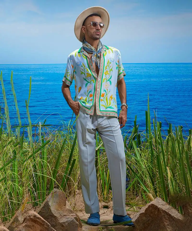 Arcadian meadow habutai silk shirt