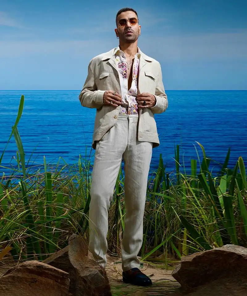 Desert dune linen trucker jacket