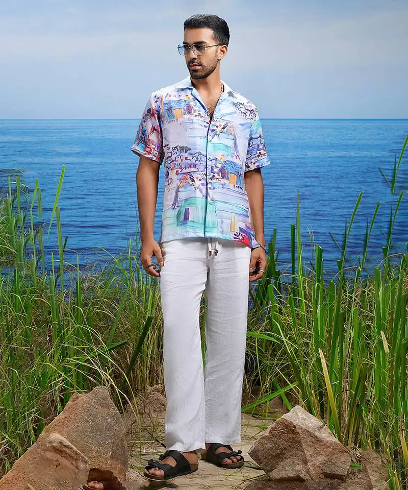Amalfi vista linen cuban shirt