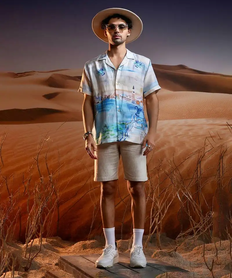 Marina serenity linen cuban shirt