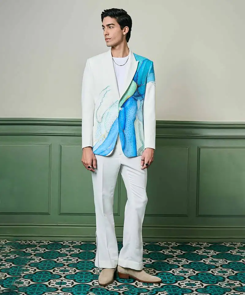 Aqua hand-painted ceremonial suit