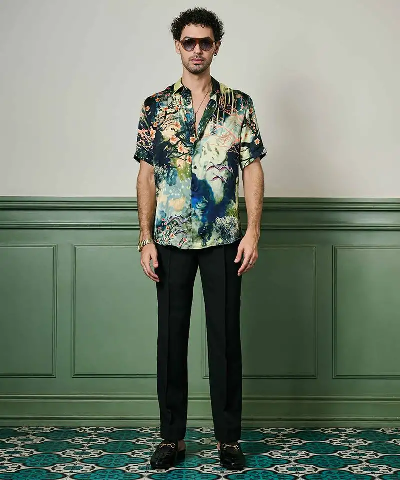 Enchanted evening habutai silk shirt