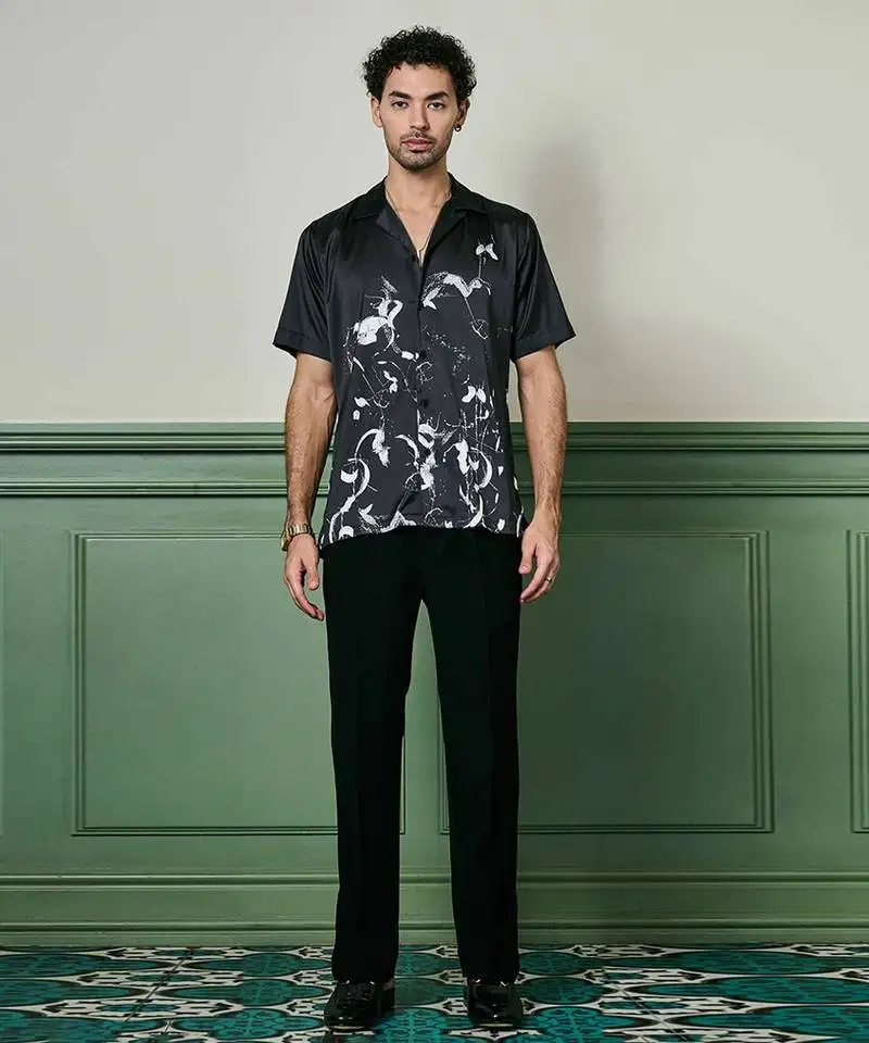 Nocturnal brushstrokes habutai silk shirt