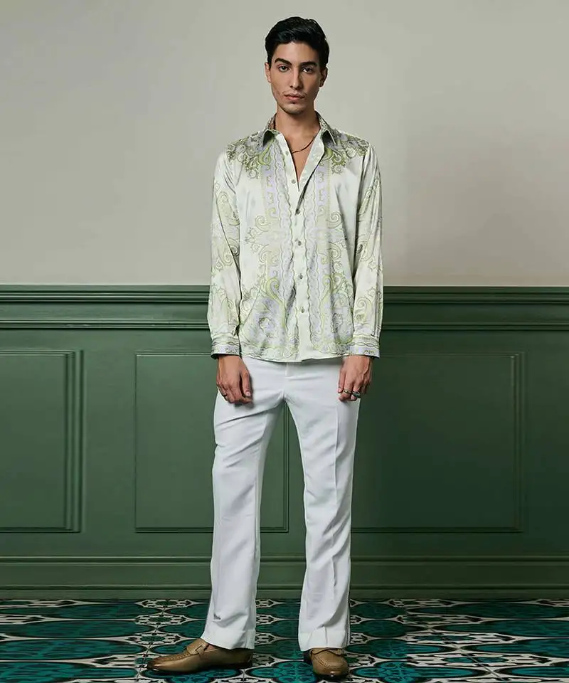 Mint reverie habutai silk shirt