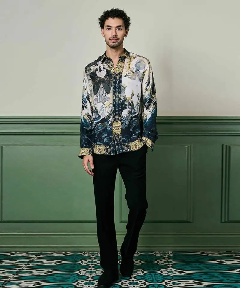 Kyoto nightfall habutai silk shirt