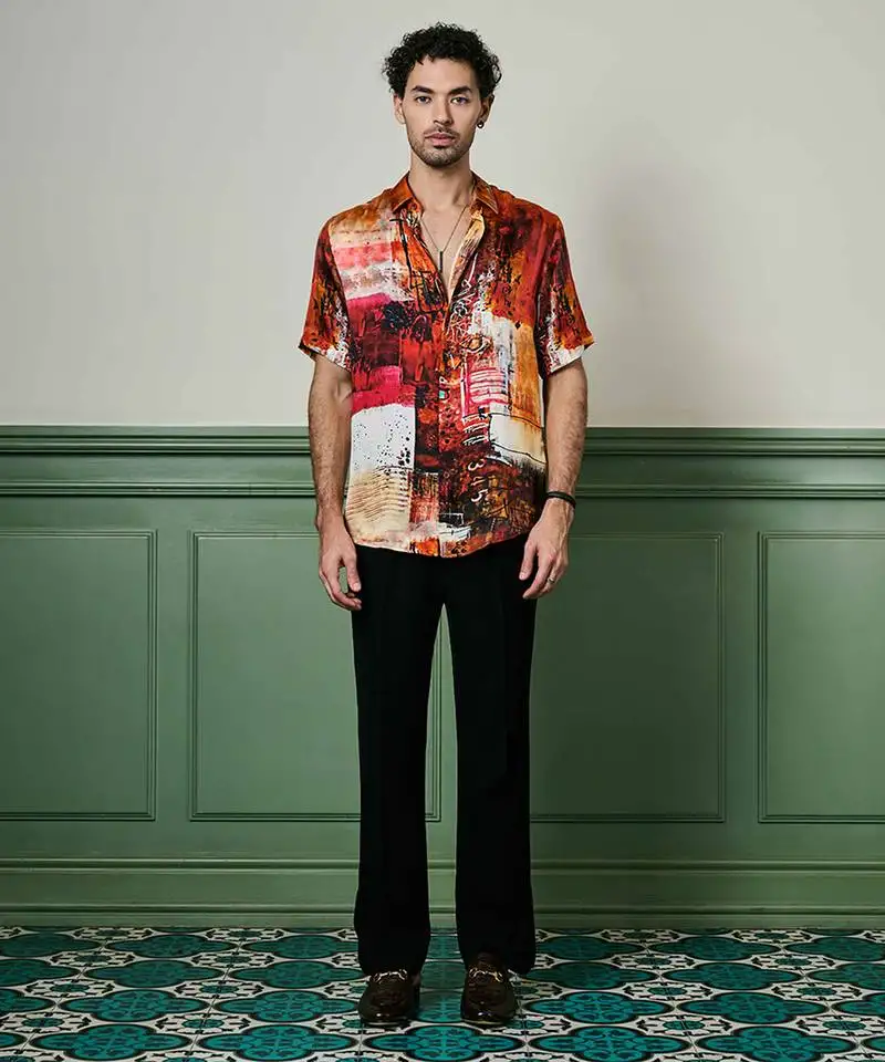 Ember oasis habutai silk shirt