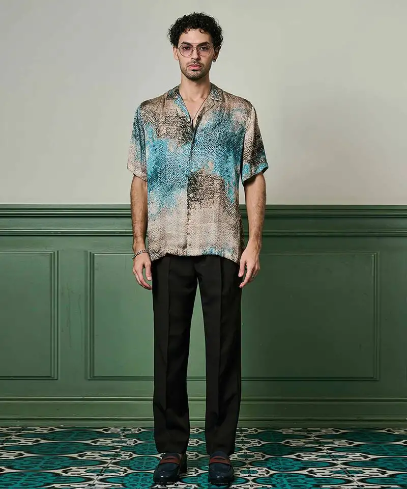 Azure mirage habutai silk shirt