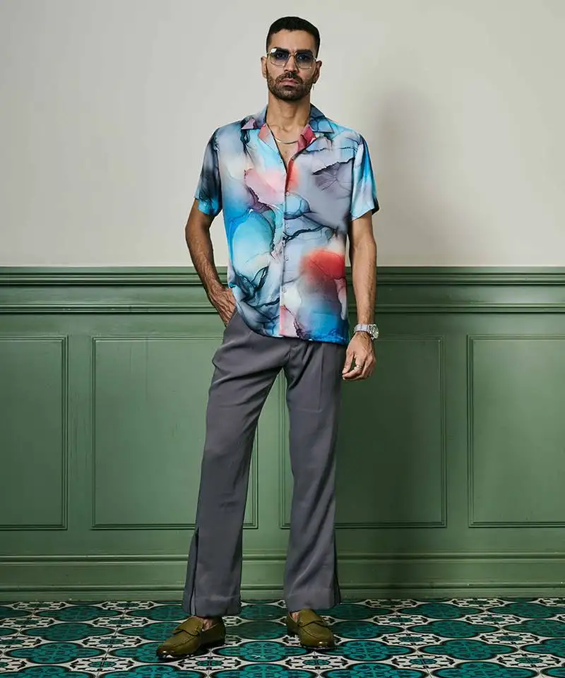 Oceanic reverie habutai silk shirt