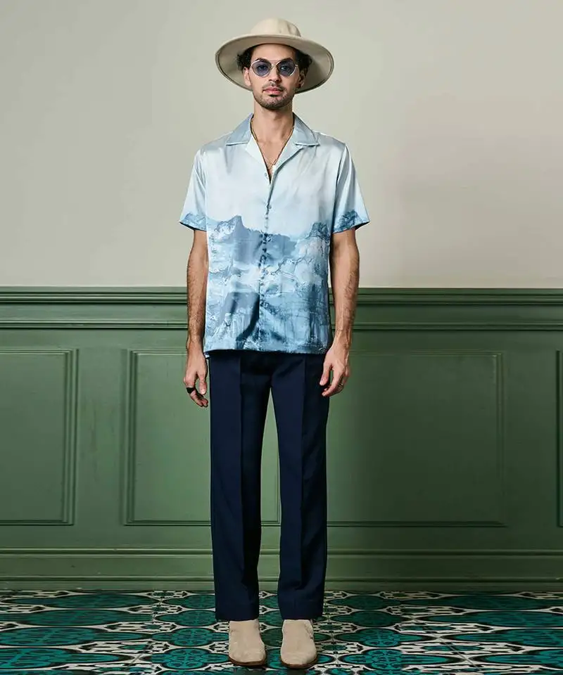 Arctic reflections habutai silk shirt