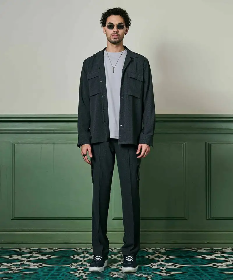 Charcoal biscuit crepe coord set