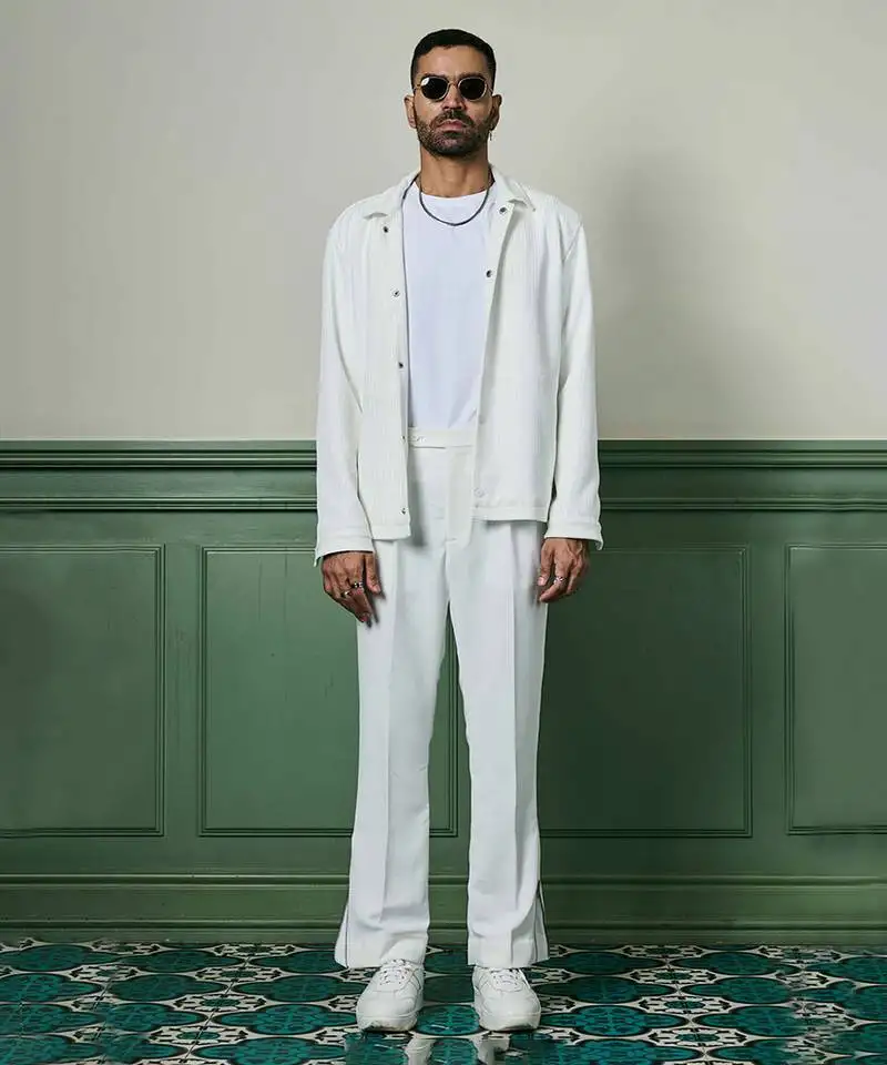 White textured knit jacket