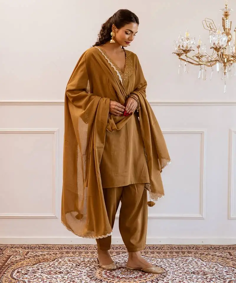 Brown kurta with shalwar suit set