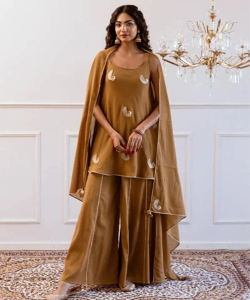 Brown strappy top and palazzo set