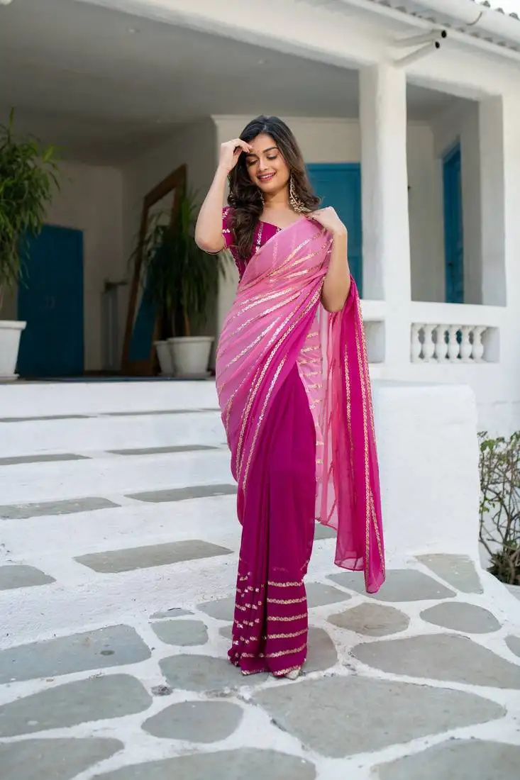 Wine shaded saree
