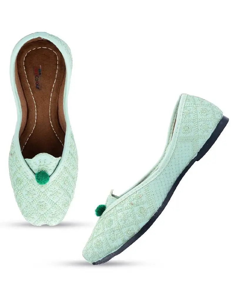Sea green front flip flats